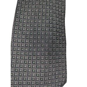 Polo By Ralph Lauren Men's Necktie Silk Granite Gray Dark Green Square Design